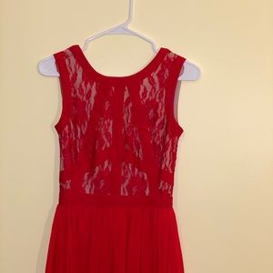 Red lace long evening/ prom dress.